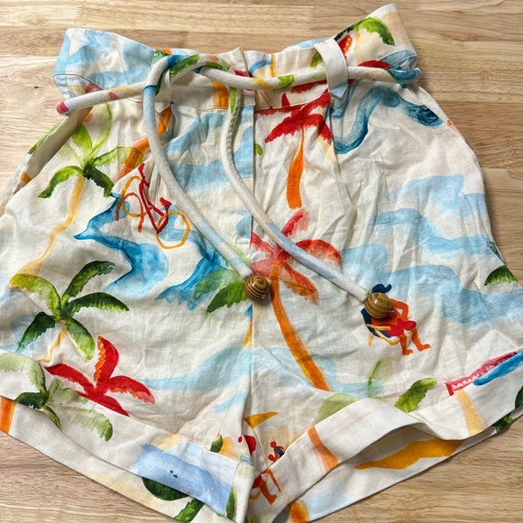 Farm Rio Shorts Copacabana Pattern High Waisted Linen M - Picture 2 of 6